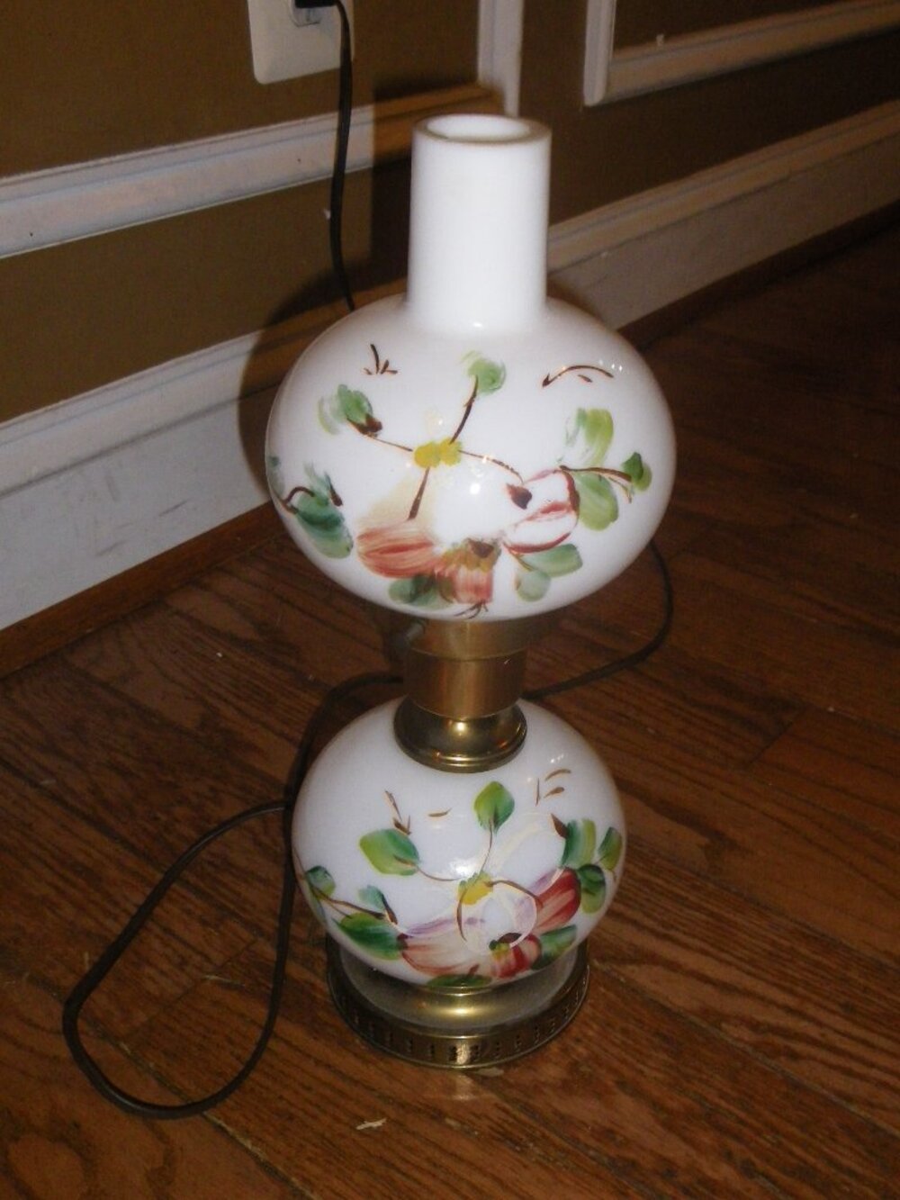 Vintage Double Hurricane Glass Lamp